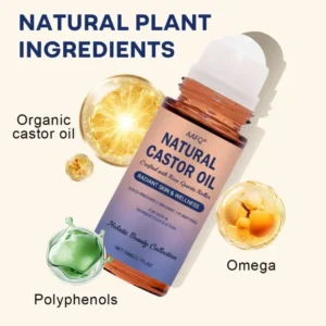AAFQ®Natural Castor Oil Roll-On| 100% Pure, Unscented, For Radiant Skin