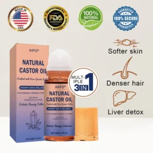 AAFQ®Natural Castor Oil Roll-On| 100% Pure, Unscented, For Radiant Skin